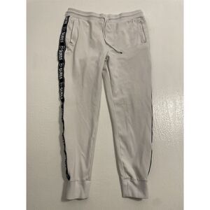 Guess Los Angeles SZ M White Side Spell Out Stripe Drawstring Flex Joggers Pants
